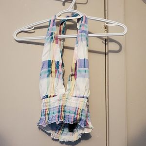 Plaid Halter Crop Top
